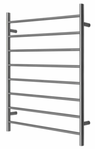 Premium Gunmetal Heated Towel Rack – 8 Bars, Round Design, AU Standard, 1000x850mm Wide