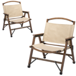2x Bamboo Foldable Outdoor Camping Chair Wooden Travel Picnic Park Folding - Khaki/Beige
