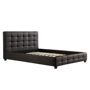 Double PU Leather Deluxe Bed Frame Black