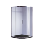 90 x 90cm Chrome Rounded Sliding 6mm Curved Shower Screen with Black Base