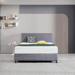 Linen Fabric Queen Bed Deluxe Headboard Bedhead – Slate Ash