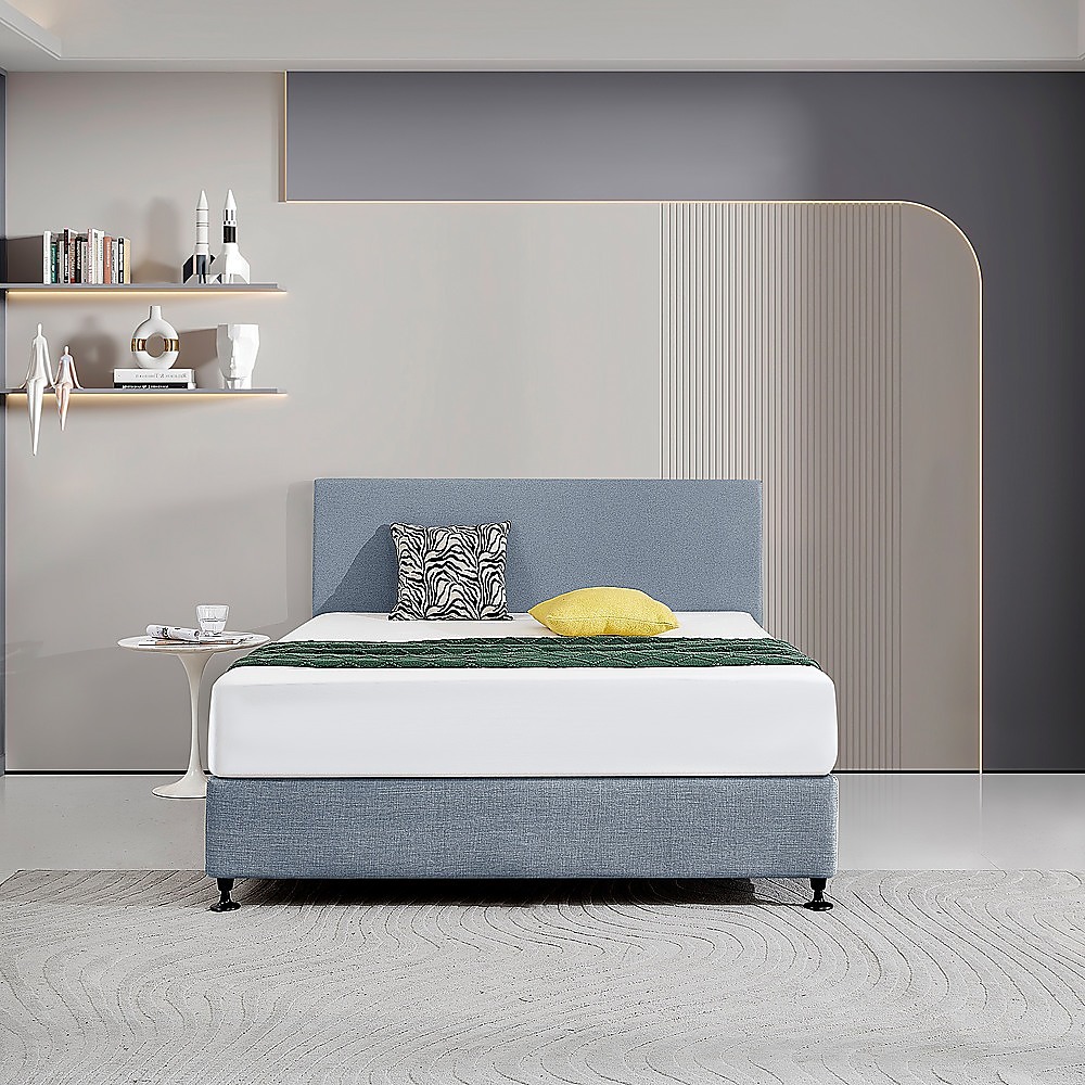 Linen Fabric Queen Bed Deluxe Headboard Bedhead – Berlin Blue