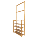 Large Wooden 5 Tiers Hat Coat Stand Clothes Shoe Rack Hanger Hooks Shelf Storage