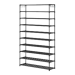 10 Tier Black Shoe Rack Metal Shoe Storage Organizer Rack 50-Pair Large Capacity