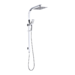 WELS 10" Rain Shower Head Set Square Dual Heads High Pressure with Handheld in Chrome