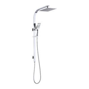 WELS 10″ Rain Shower Head Set Square Dual Heads High Pressure with Handheld in Chrome