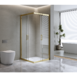 Adjustable 1000x900mm Double Sliding Door Glass Shower Screen in Gold