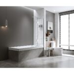 100cm Frameless Glass Bath Screen – Wall Channel with Stainless Steel Hinges in Chrome Finish