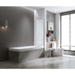 70cm Frameless Glass Bath Screen – Modern Wall Channel in Gunmetal for Stylish Bathroom Upgrade
