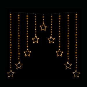LED Wire Star Curtain Gold Lights