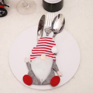 Christmas Gnome Cutlery Holder ‚Äì Red Striped Hat Silverware Pouch for Festive Table Decor 10 pieces