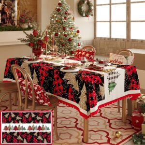 Christmas Tree Pattern Tablecloth – Festive Holiday Dining Table Cover  140*220cm