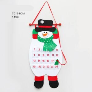 Snowman Advent Calendar – Felt Christmas Countdown with 24 Pockets for Kids, Wall Hanging Decor