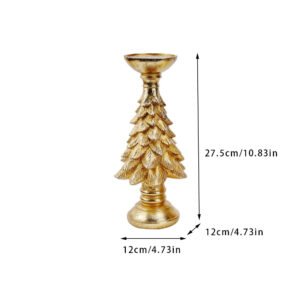 Gold Christmas Tree Candle Holder – Elegant Resin Pillar Stand, 27.5cm Festive Decoration