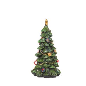 Christmas Tree Figurine – Festive Resin Decoration with Ornaments, 17cm Holiday Decor