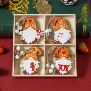 (2 set) Christmas Gnome Ornaments Set – Festive Wooden Decorations for Tree, Set of 12