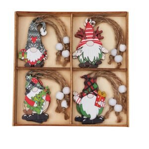 (2 set)Christmas Gnome Ornaments Set – Festive Wooden Decorations for Tree, Set of 12