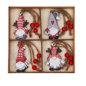 (2 set)Christmas Gnome Ornaments Set – Festive Wooden Decorations for Tree, Set of 12
