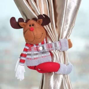 Reindeer Curtain Tieback – Festive Plush Christmas Curtain Holder for Holiday Decor 27*34cm  2 pcs