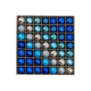 49-Piece Christmas Ornament Set – 3cm Blue, Silver Baubles for Christmas Tree Decoration