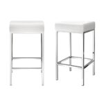 Artiss 4x Bar Stools Leather Padded Metal White