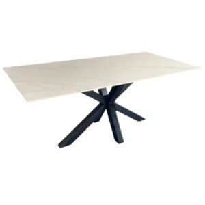 Miles Black With White Marble Dining Table – 90cm x 180cm