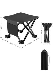 23*28cm Black Outdoor Folding Stool – Lightweight Portable Picnic Chair, Fishing Chair, Camping Seat, and Collapsible Bench for Outdoor Activities