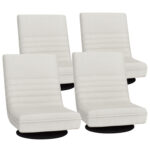 Artiss 4XFloor Chair Lounge Sofa Swivel Foldable Linen White