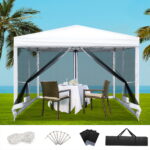 Instahut Gazebo Pop Up Marquee 3x3m Wedding Party Outdoor Camping Tent Canopy Shade Mesh Wall White