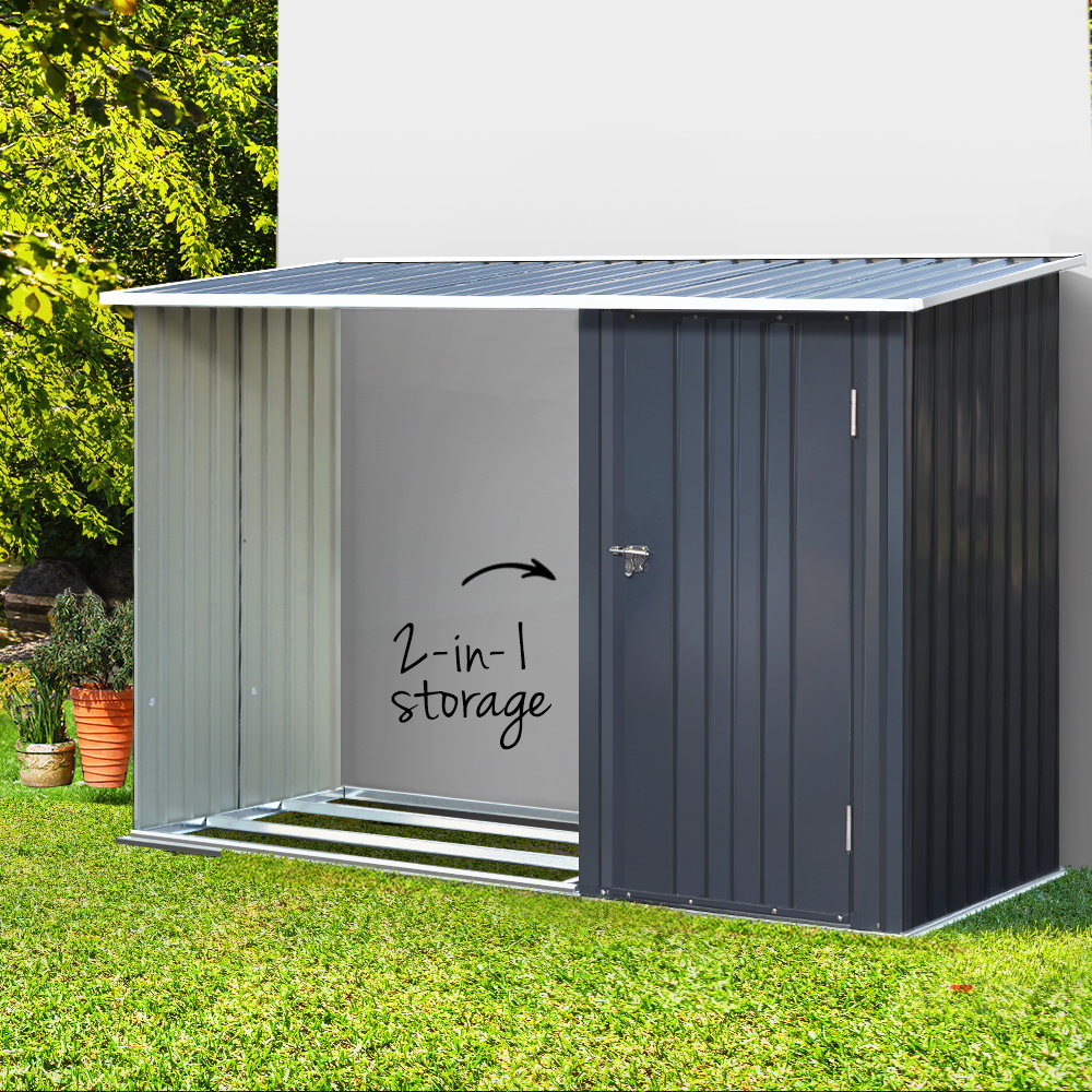 Giantz Garden Shed 2.49×1.04M Sheds Outdoor Tool Storage Workshop House Steel 2 in 1