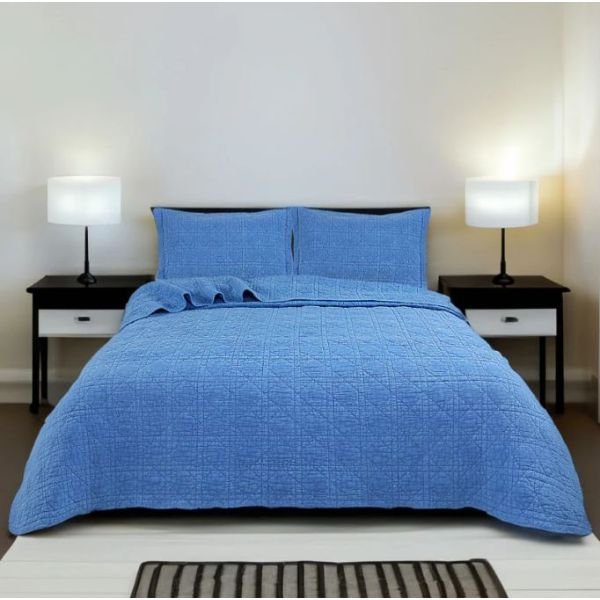Blue Perennial 100% Cotton Quilted 2 pcs Bedspread Coverlet Set King Single 1 V107 KD5800KS 197611 00