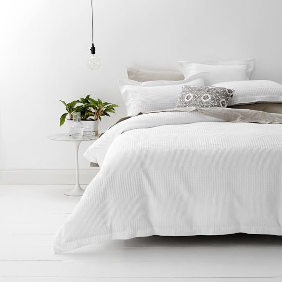 Elegance Waffle Cotton Jacquard White Quilt Cover Set by Renee Taylor King 1 V107 SH323105 196803 00