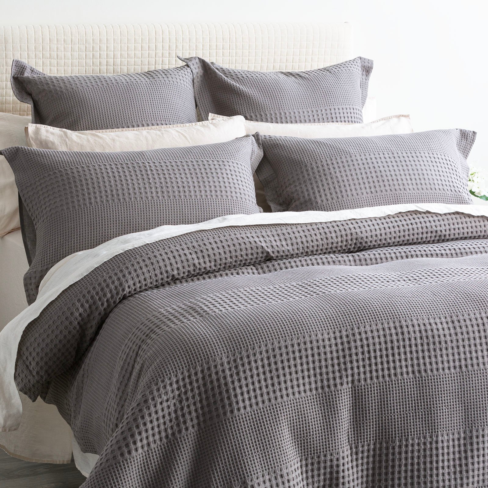 Elegance Waffle Cotton Jacquard Fossil Quilt Cover Set by Renee Taylor Queen 1 V107 SH323150 196812 00