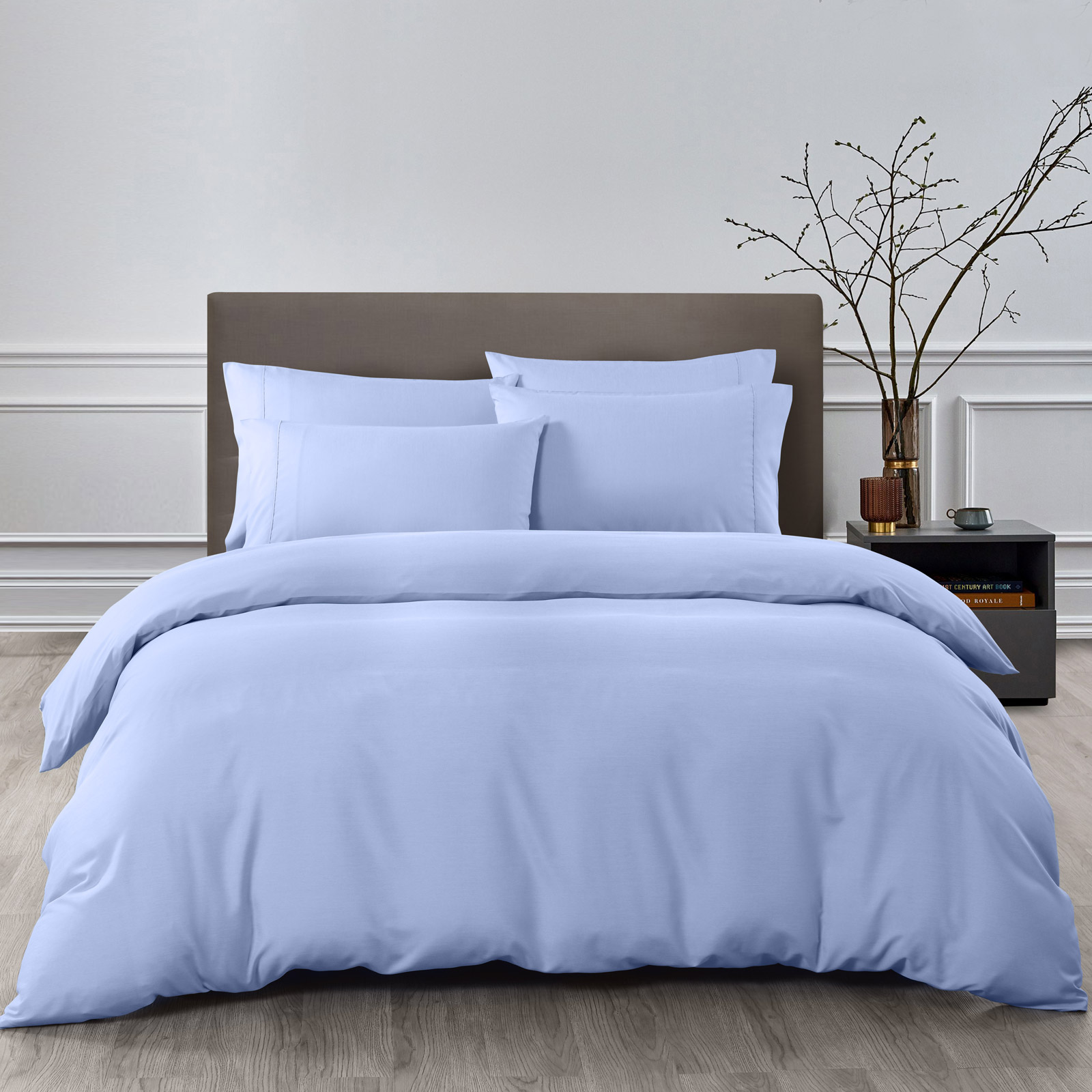 Royal Comfort 2000TC Quilt Cover Set Bamboo Cooling Hypoallergenic Breathable – King – Light Blue