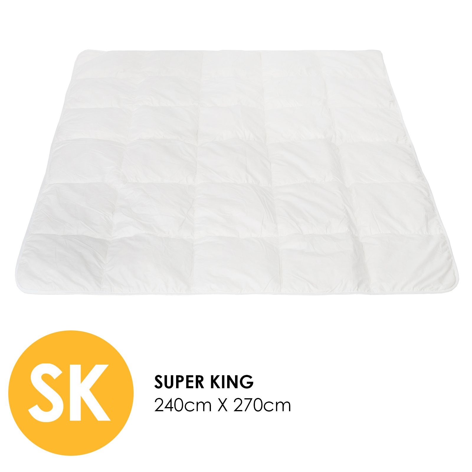 Royal Comfort 260GSM Deluxe Eco-Silk Touch Quilt 100% Cotton Cover – Super King – White