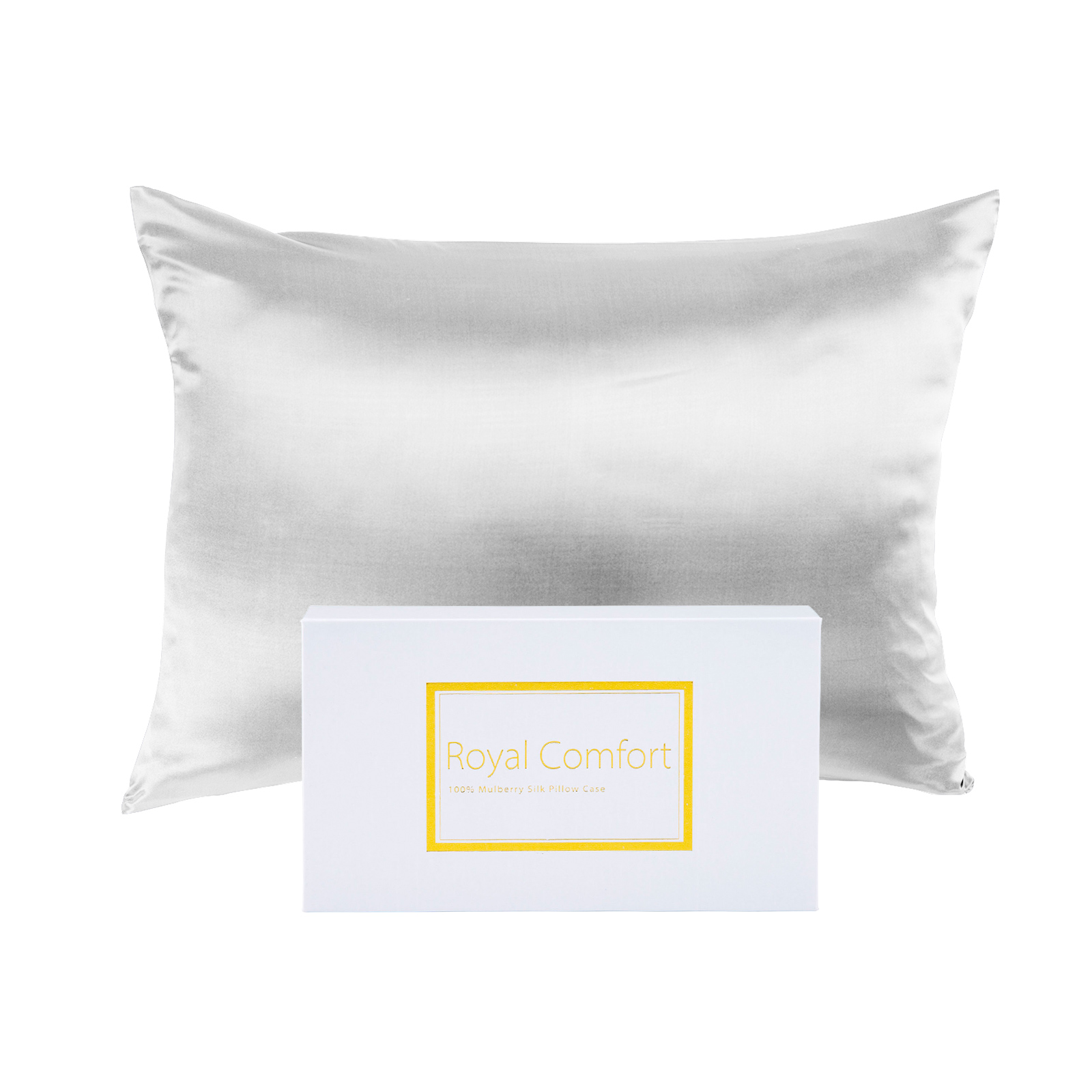 Royal Comfort Mulberry Soft Silk Hypoallergenic Pillowcase Twin Pack 51 x 76cm – Silver