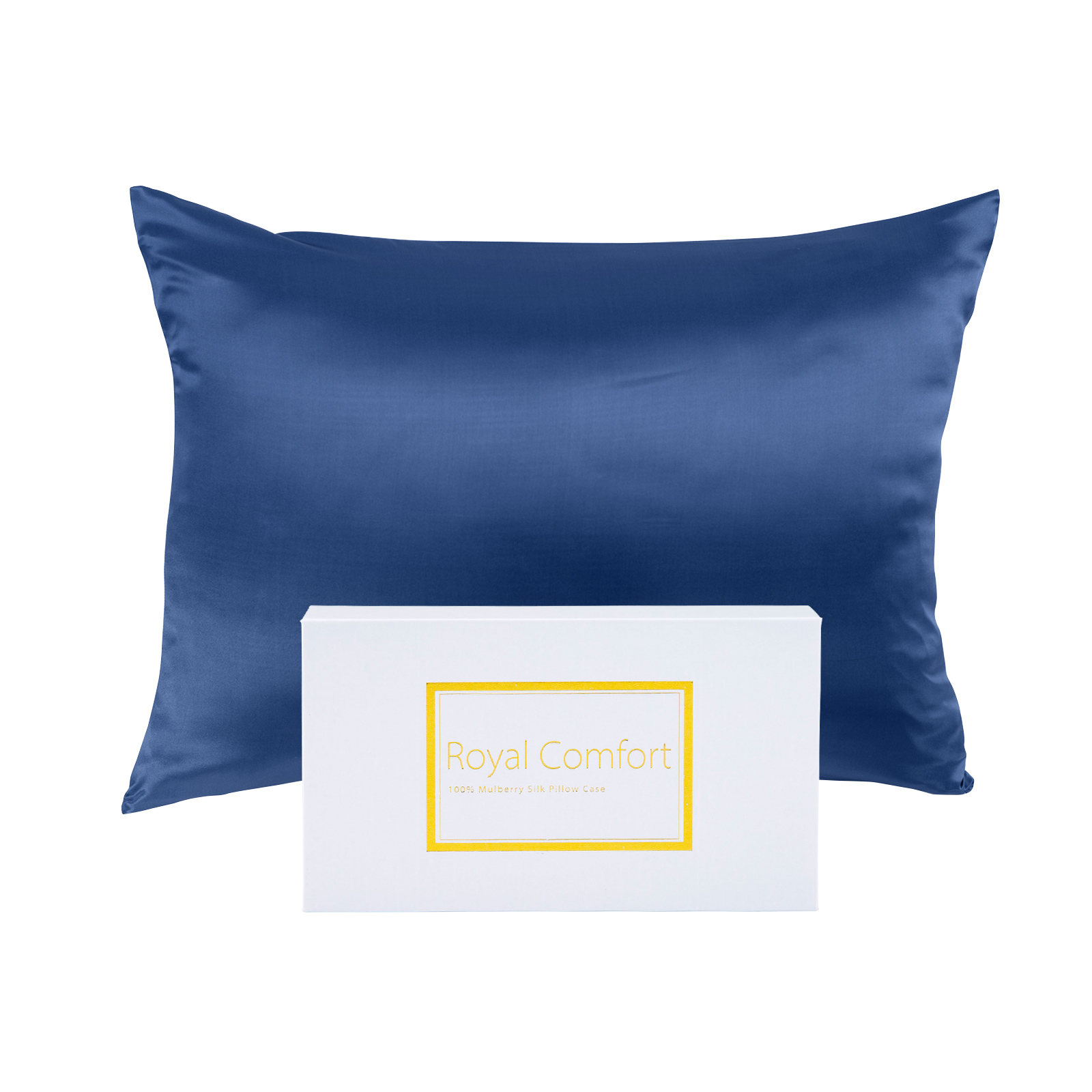 Royal Comfort Mulberry Soft Silk Hypoallergenic Pillowcase Twin Pack 51 x 76cm – Navy