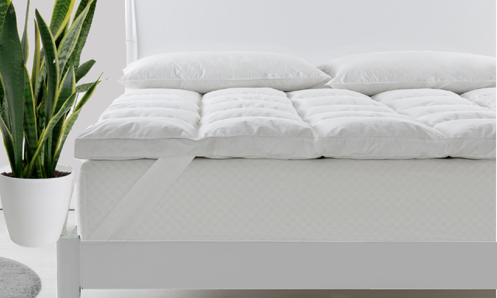 Royal Comfort Duck Feather and Down Mattress Topper 1800GSM Pillowtop Underlay – King – White