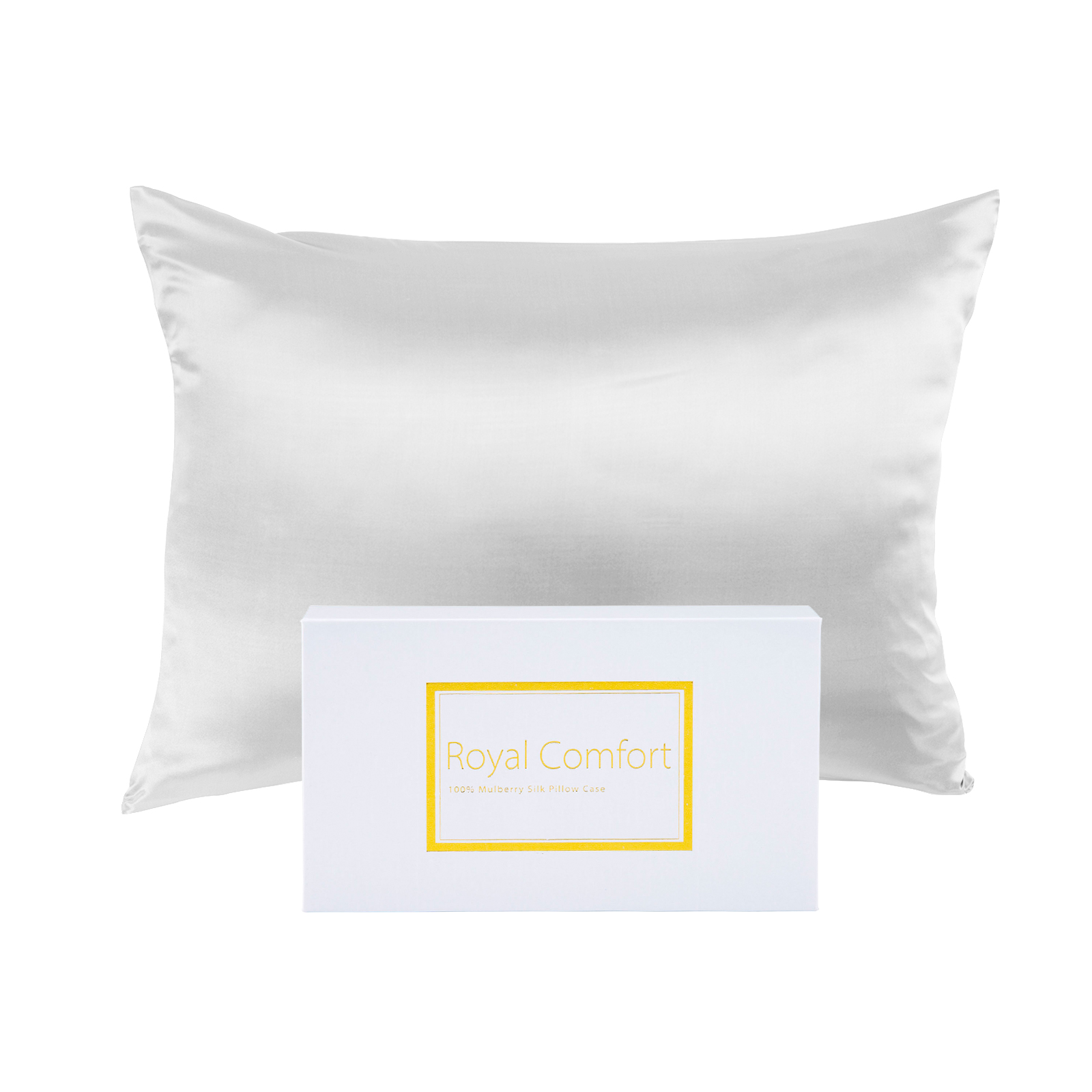 Royal Comfort Pure Silk Pillow Case 100% Mulberry Silk Hypoallergenic Pillowcase – White