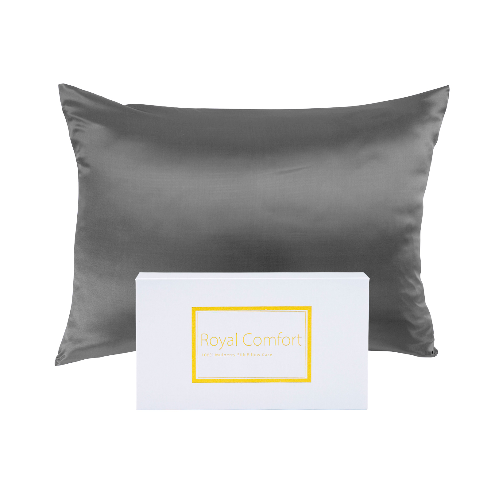 Royal Comfort Pure Silk Pillow Case 100% Mulberry Silk Hypoallergenic Pillowcase – Charcoal