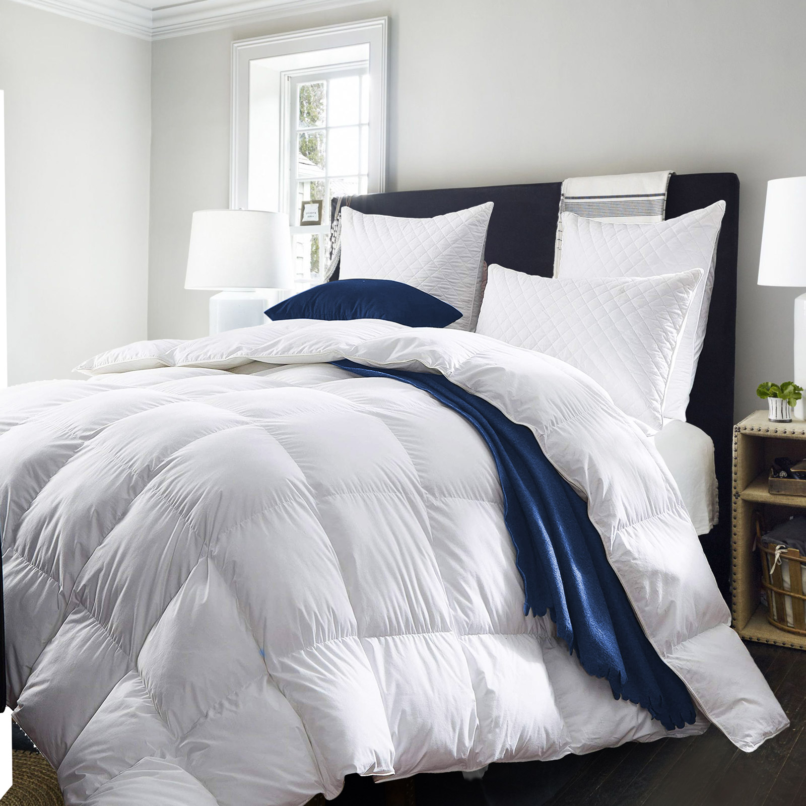 Royal Comfort 50% Goose Feather 50% Down 500GSM Quilt Duvet Deluxe Soft Touch – Queen – White