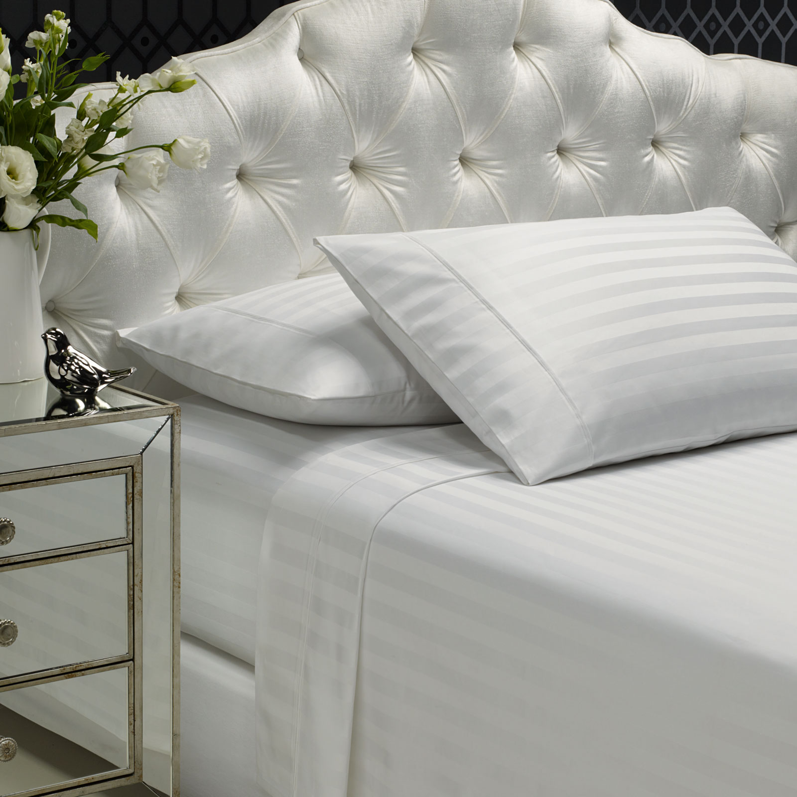 Royal Comfort 1200TC Sheet Set Damask Cotton Blend Ultra Soft Sateen Bedding – King – White