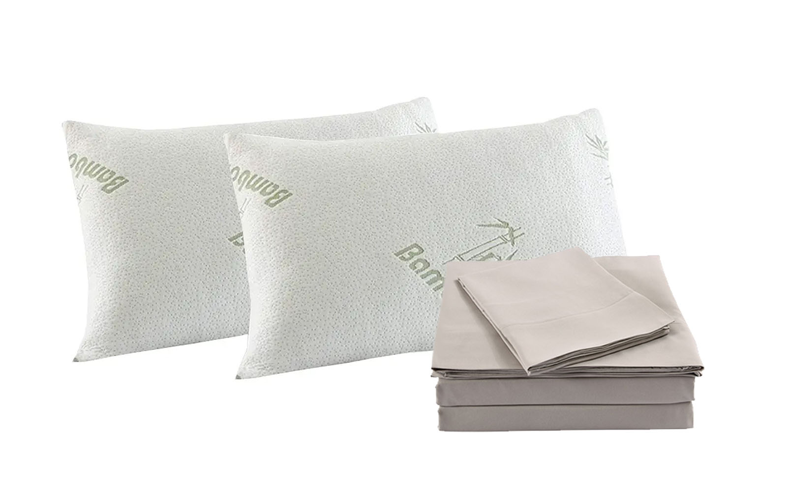 Royal Comfort Bamboo Blend Sheet Set 1000TC and Bamboo Pillows 2 Pack Ultra Soft – King – Warm Grey