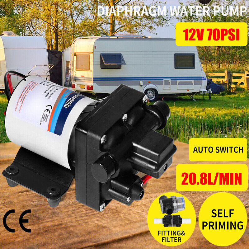 12V Caravan Water Pump High Pressure Self-priming rv Camping Boat 70PSI 20.8L/M 1 V201 W12385999 158607 00