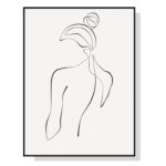 Wall Art 60cmx90cm Woman Back Line Art Black Frame Canvas