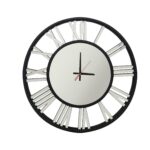 Decorative Beaded Mirrored Clock- Black Beaded 75cm