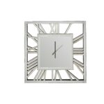 Decorative silver mirrored clock - 60cm