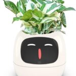 Intelligent Flower Pot, Electronic Bud, Maintenance Plant Assistant, Fun Interactive Flower Pot, Indoor Green Planting Monitoring, LCD Screen Display, Cell Phone APP Connection (White)