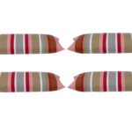 Pack of 4 Corban Rose Pink Based Striped Cushion Cover Multicoloured Rectangle 35x70cm