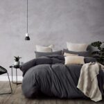 100% Jersey Cotton Quilt Cover Set - Black Marble - Queen